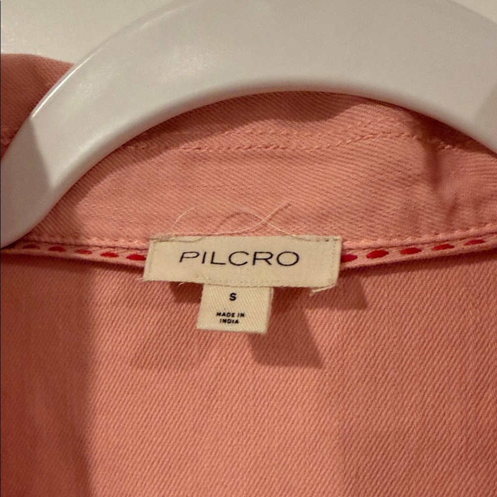 Pilcro Soft Pink‎ Cropped Boxy Short-Sleeve Top twill denim small - Picture 5 of 7